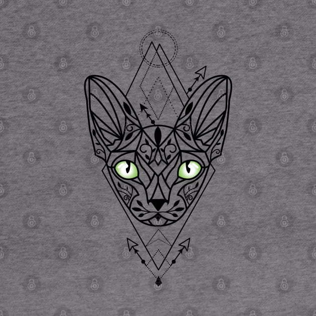 Green Eyed Sphinx cat tattoo by FK-UK